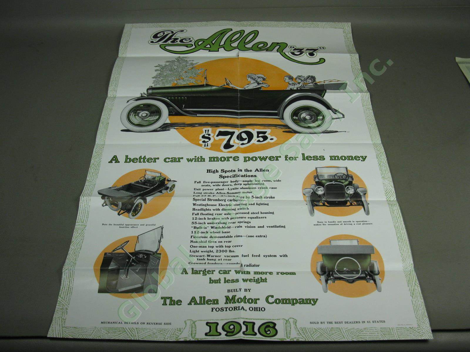 8pc Vtg Antique 1900s The Allen Motor Co Car Advertisement Ephemera Lot Posters+ 3