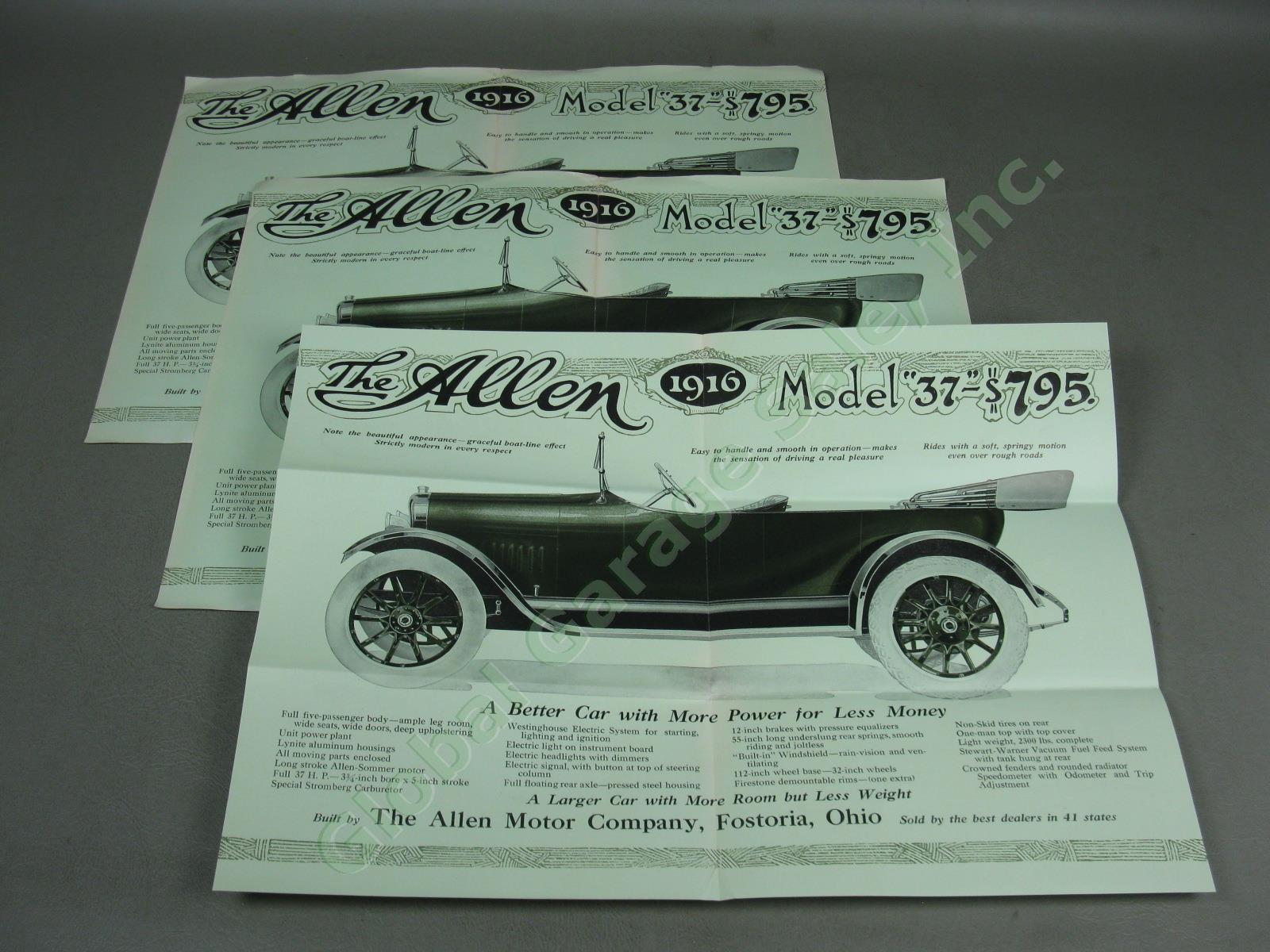8pc Vtg Antique 1900s The Allen Motor Co Car Advertisement Ephemera Lot Posters+ 4
