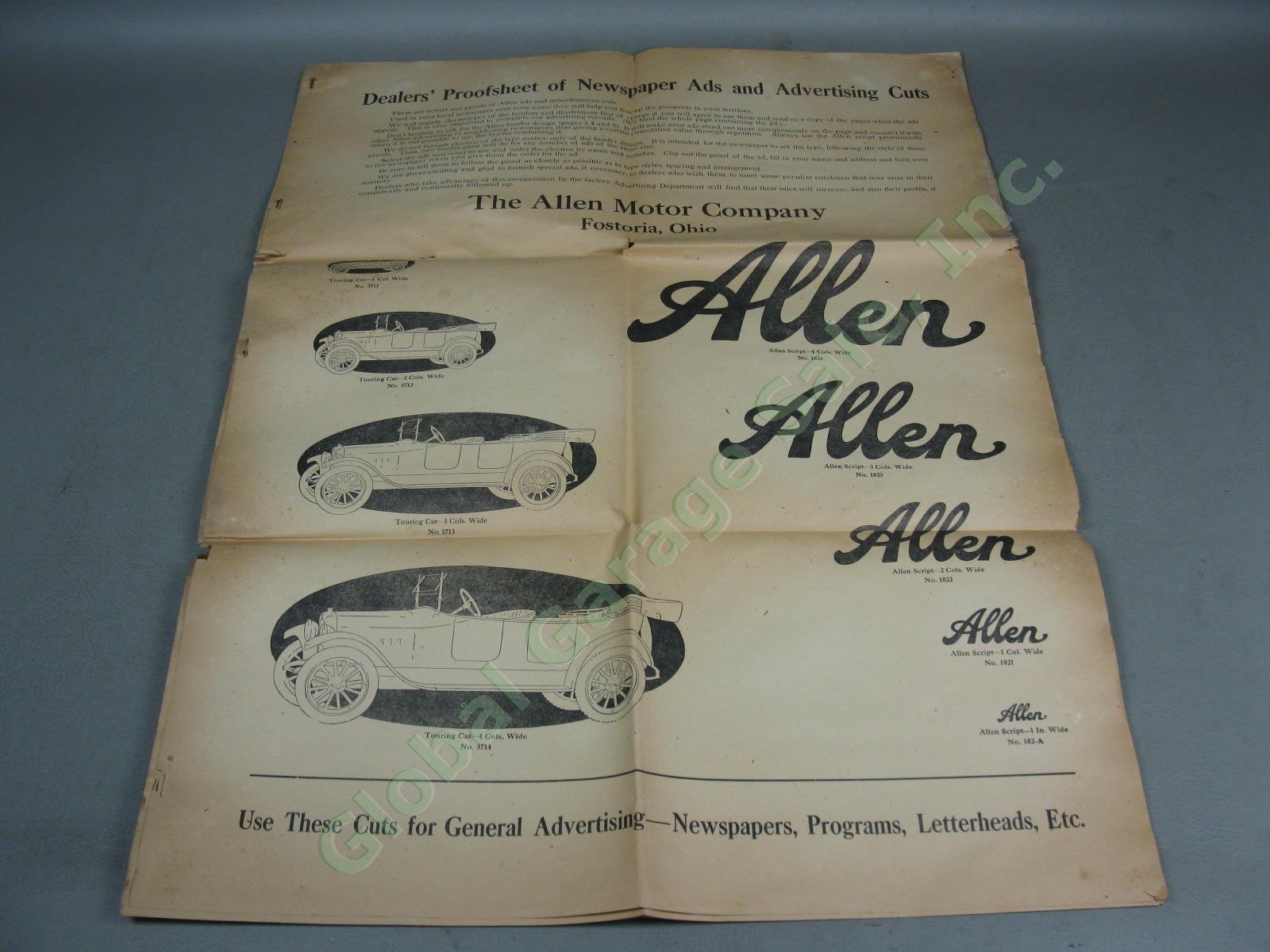 8pc Vtg Antique 1900s The Allen Motor Co Car Advertisement Ephemera Lot Posters+ 5