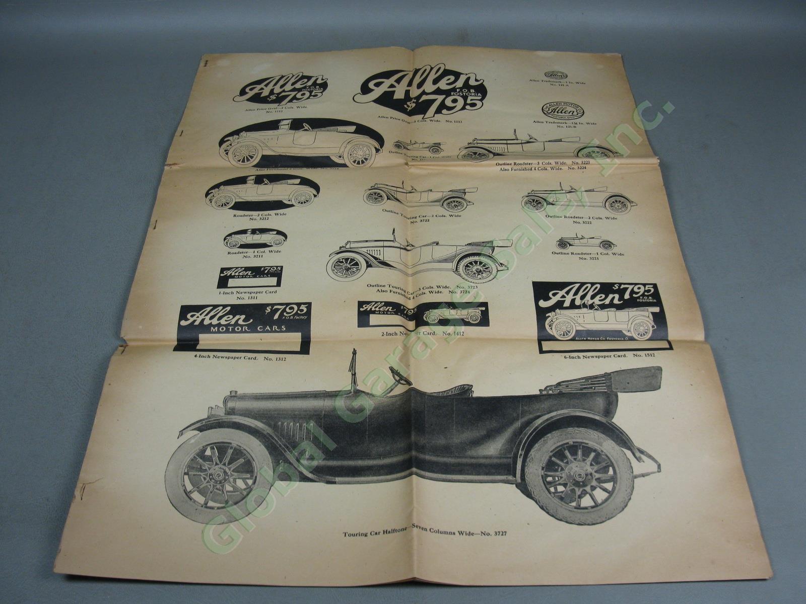 8pc Vtg Antique 1900s The Allen Motor Co Car Advertisement Ephemera Lot Posters+ 6