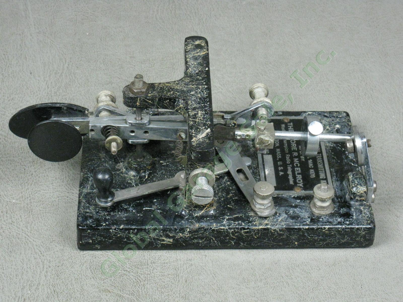 Vtg McElroy Radio Telegraph Transmitting Deluxe Mac Key Marble Base Morse Code