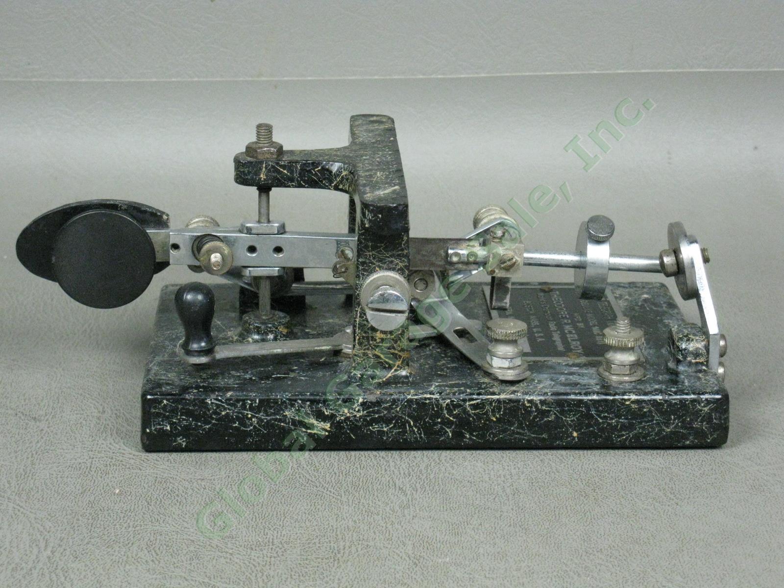 Vtg McElroy Radio Telegraph Transmitting Deluxe Mac Key Marble Base Morse Code 2