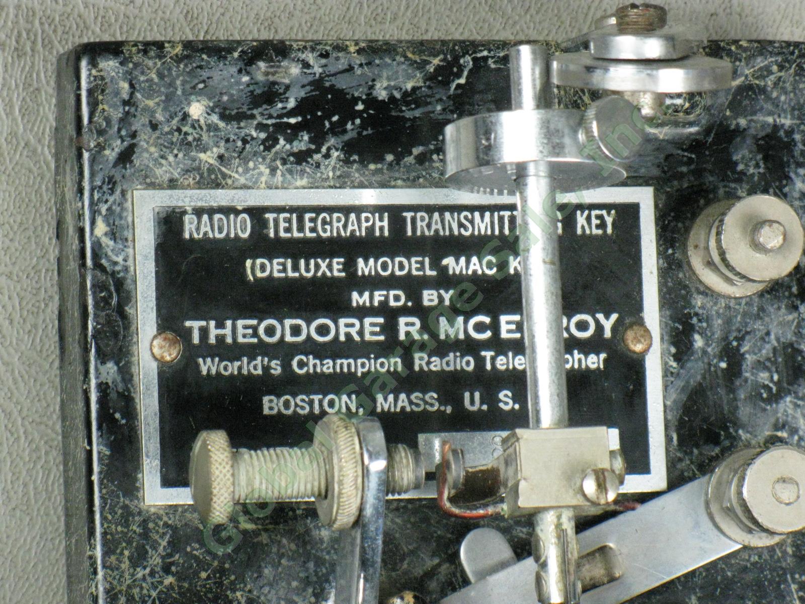 Vtg McElroy Radio Telegraph Transmitting Deluxe Mac Key Marble Base Morse Code 6