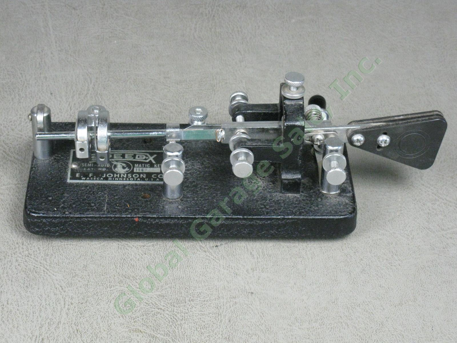 Vtg EF Johnson Speed-X Semi-Automatic Telegraph Key Bug Double Bulls Eye Paddle