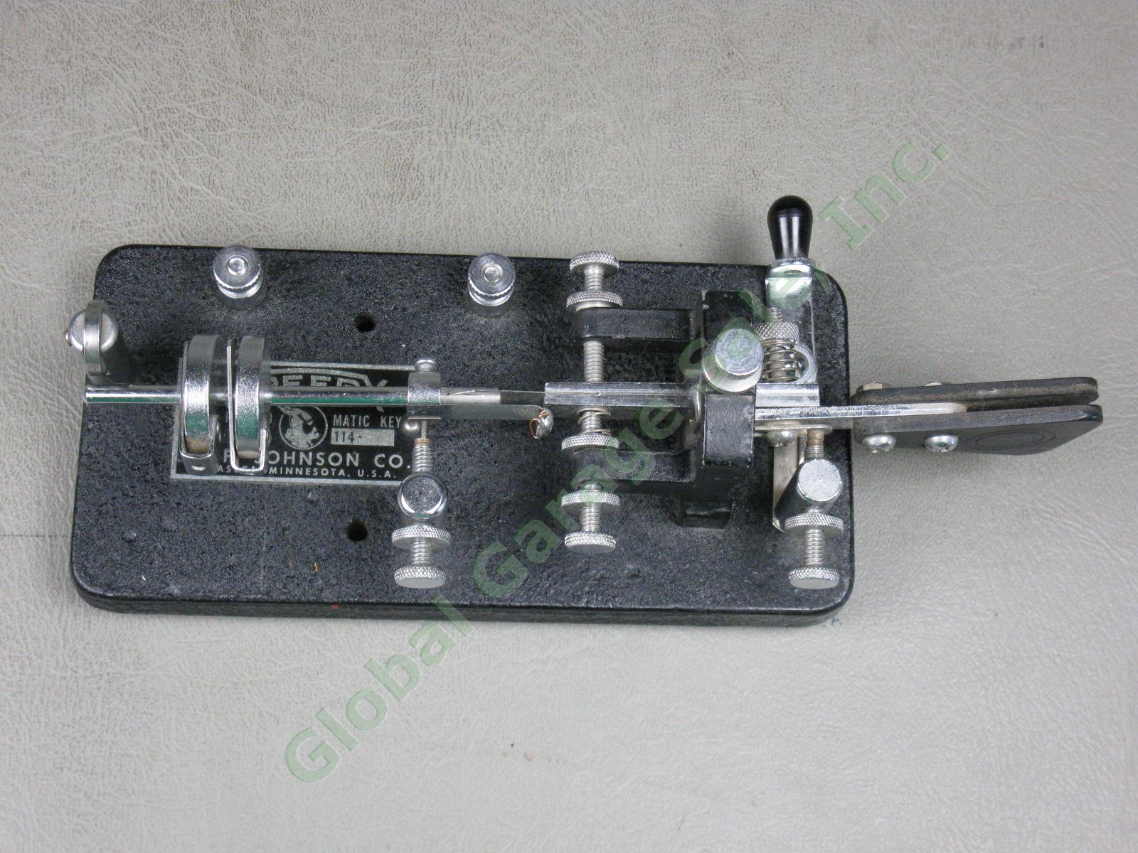 Vtg EF Johnson Speed-X Semi-Automatic Telegraph Key Bug Double Bulls Eye Paddle 1