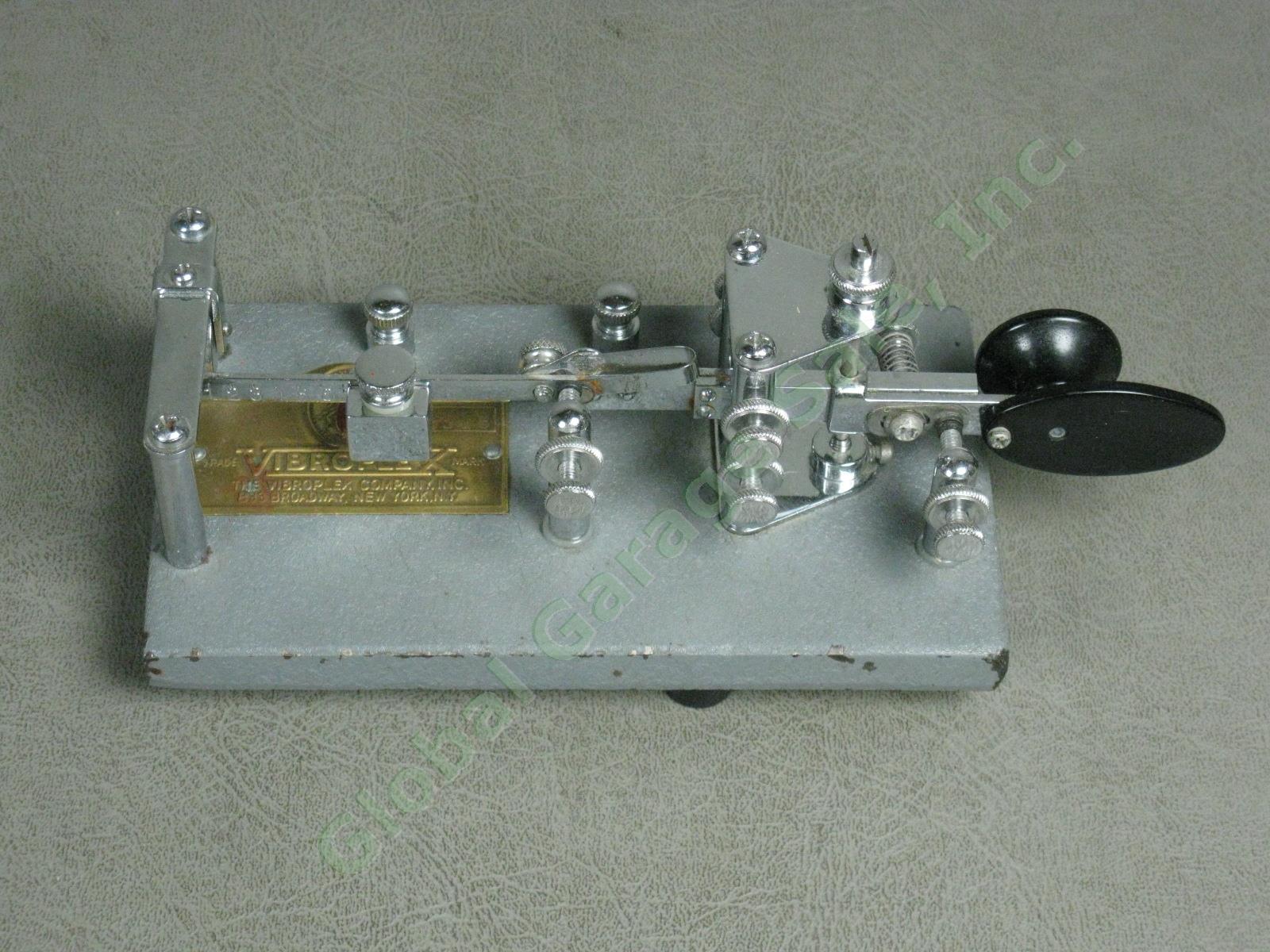 Vtg Vibroplex Lightning Bug Standard Telegraph Key Morse Code Bug Gray Crinkle