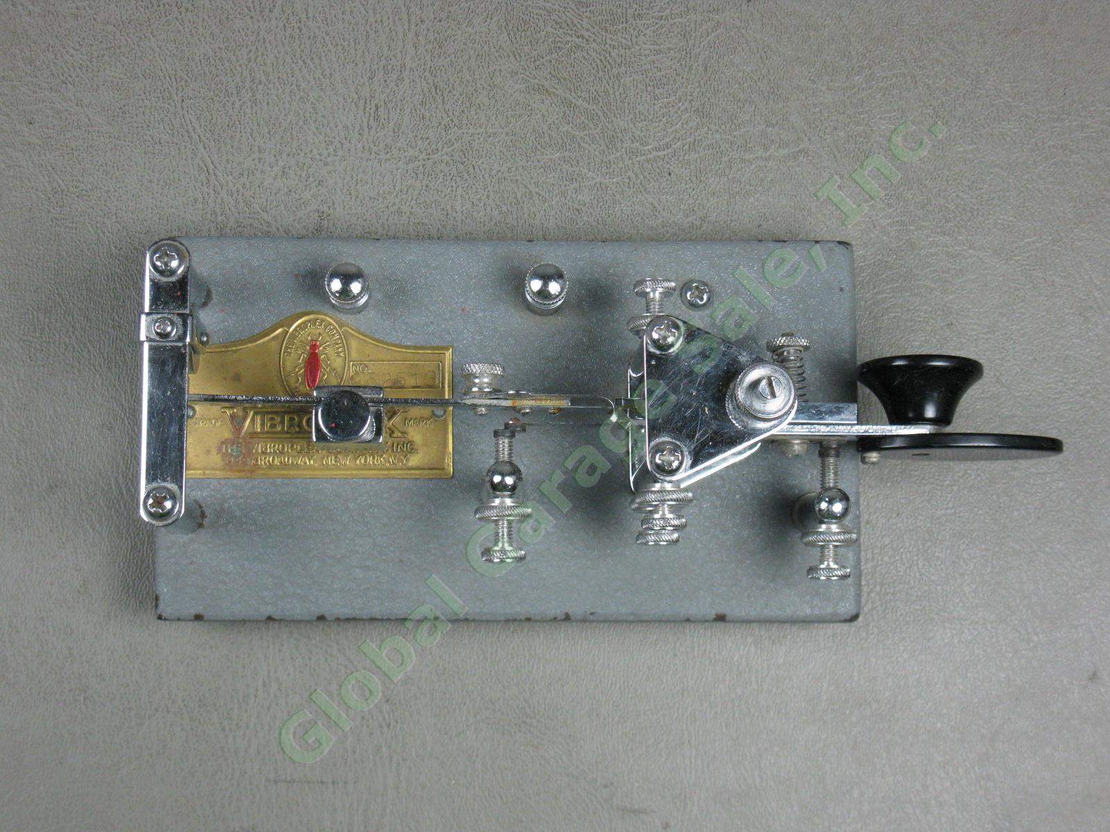 Vtg Vibroplex Lightning Bug Standard Telegraph Key Morse Code Bug Gray Crinkle 1