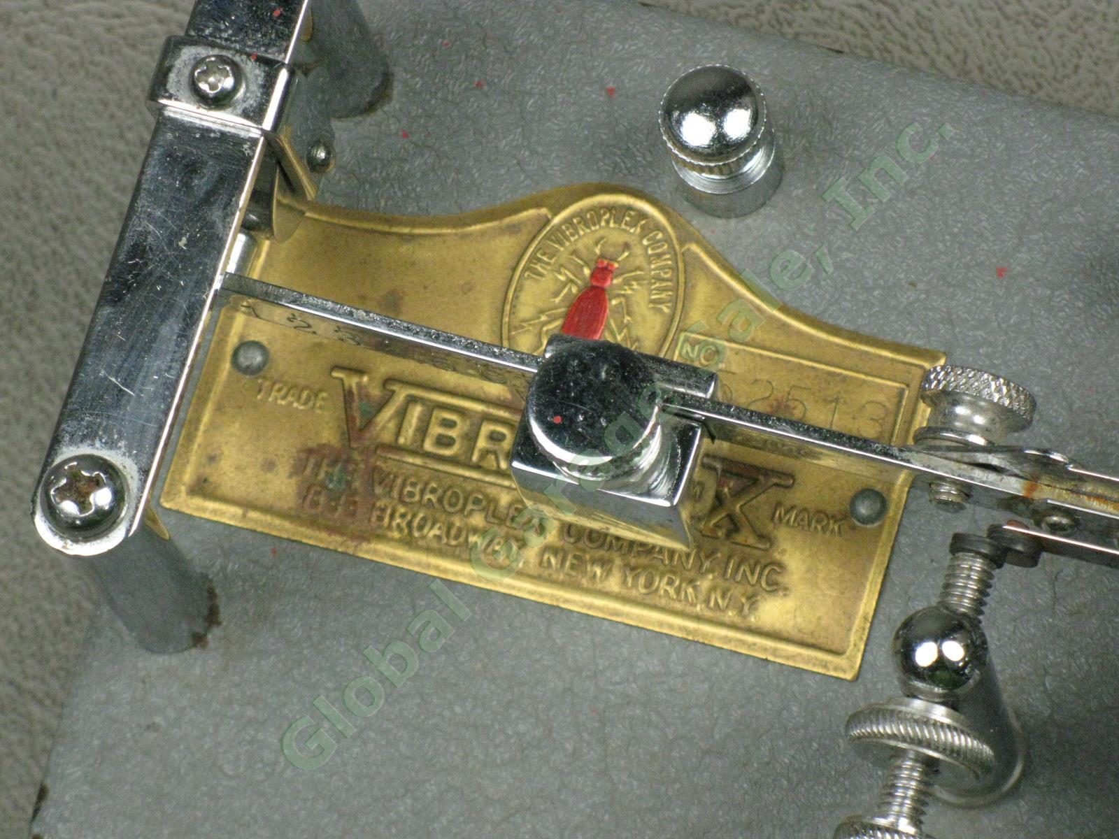 Vtg Vibroplex Lightning Bug Standard Telegraph Key Morse Code Bug Gray Crinkle 2