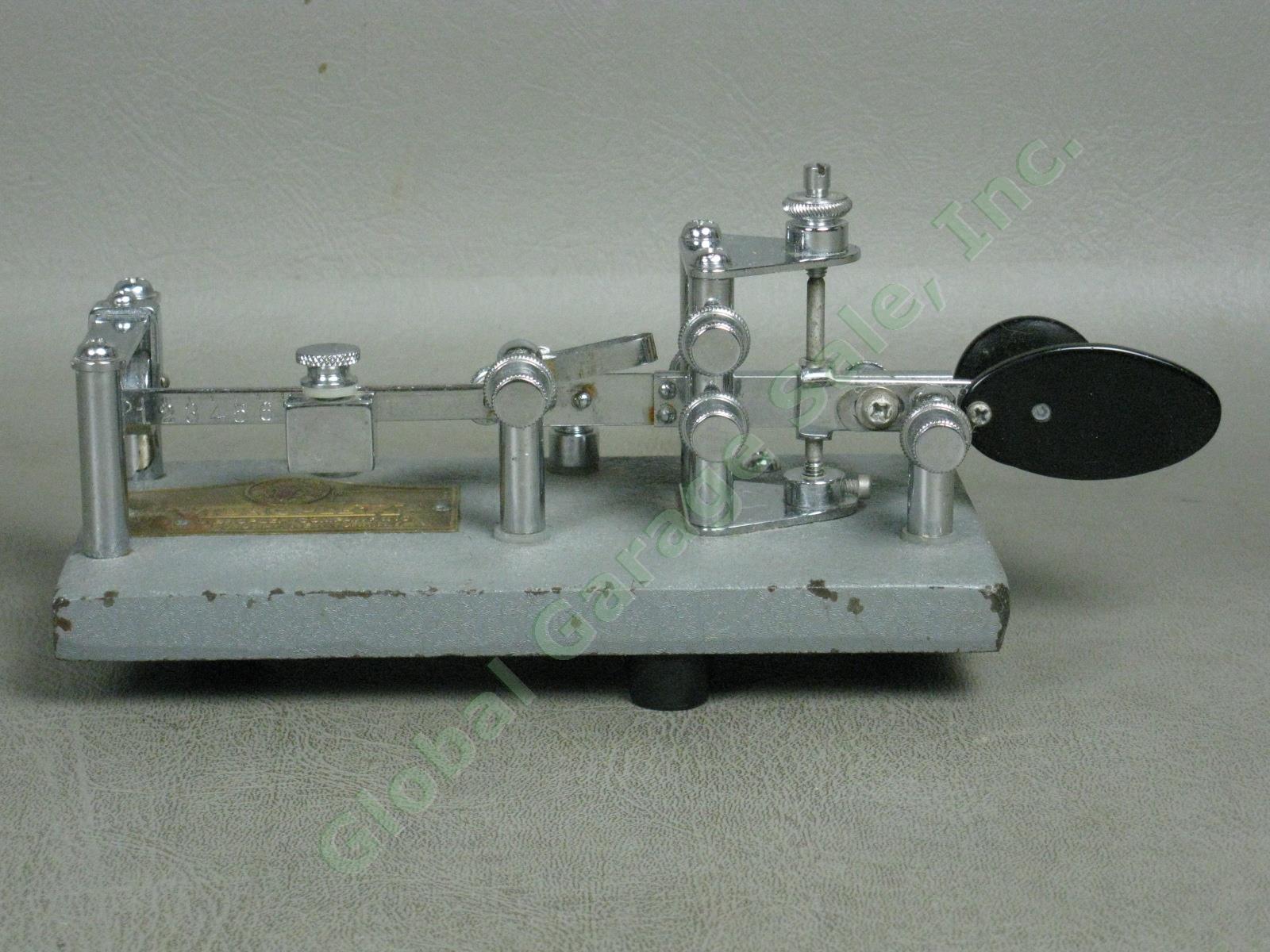 Vtg Vibroplex Lightning Bug Standard Telegraph Key Morse Code Bug Gray Crinkle 3