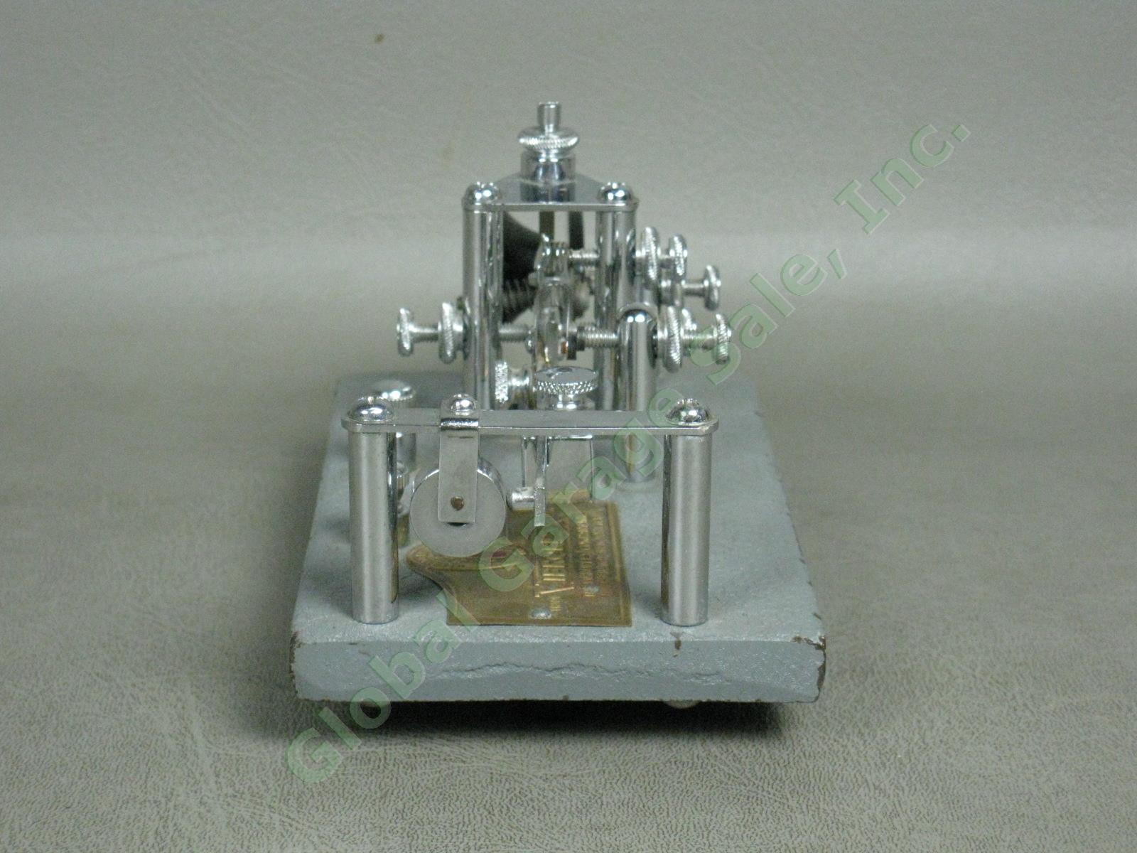 Vtg Vibroplex Lightning Bug Standard Telegraph Key Morse Code Bug Gray Crinkle 4