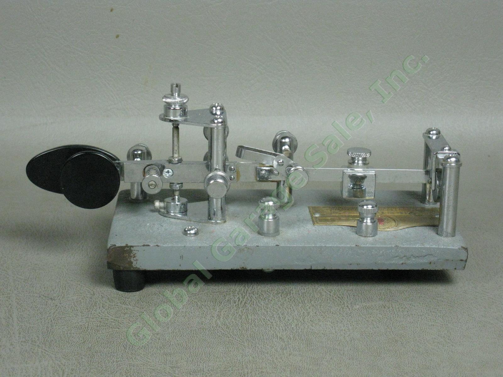 Vtg Vibroplex Lightning Bug Standard Telegraph Key Morse Code Bug Gray Crinkle 5