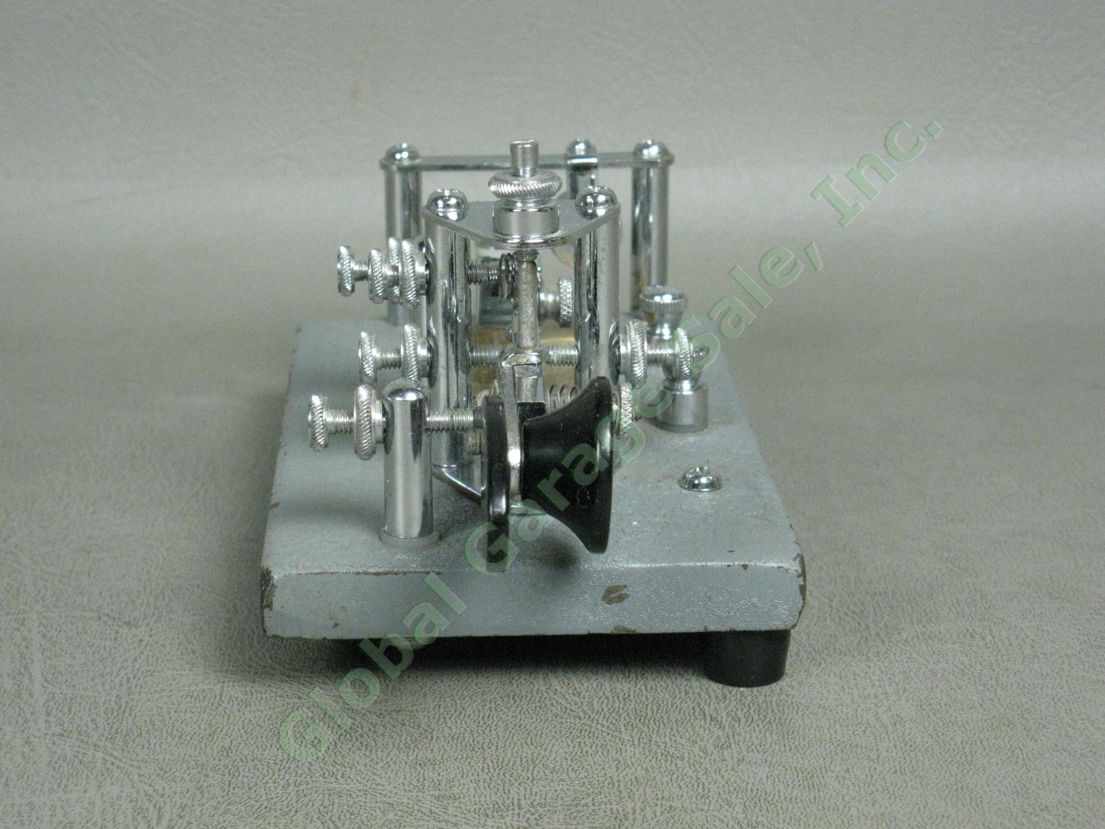 Vtg Vibroplex Lightning Bug Standard Telegraph Key Morse Code Bug Gray Crinkle 6