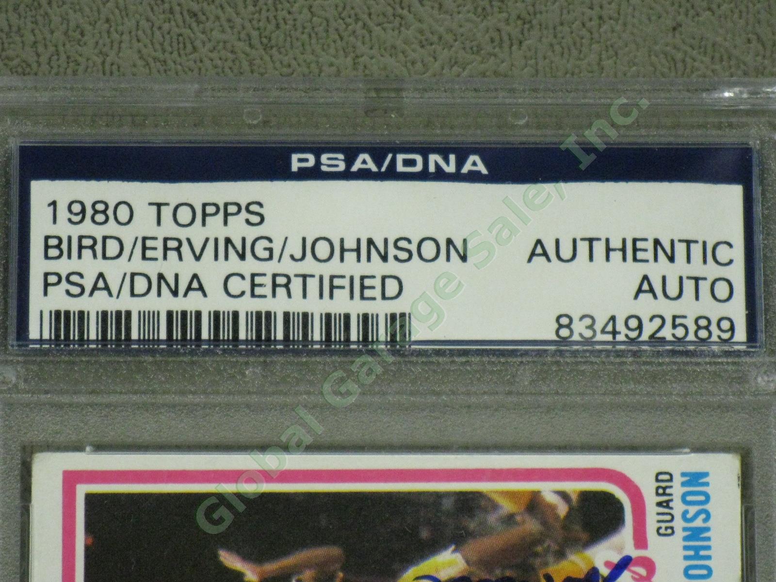 1980 Topps Larry Bird Magic Johnson Julius Erving SIGNED RC Rookie Card PSA/DNA 5