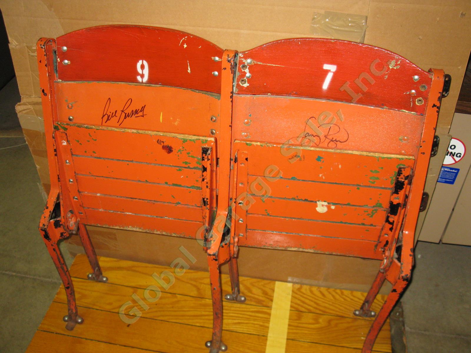 Larry Bird + Bill Russell Celtics Hand Signed Boston Garden Seats +Parquet Floor 7