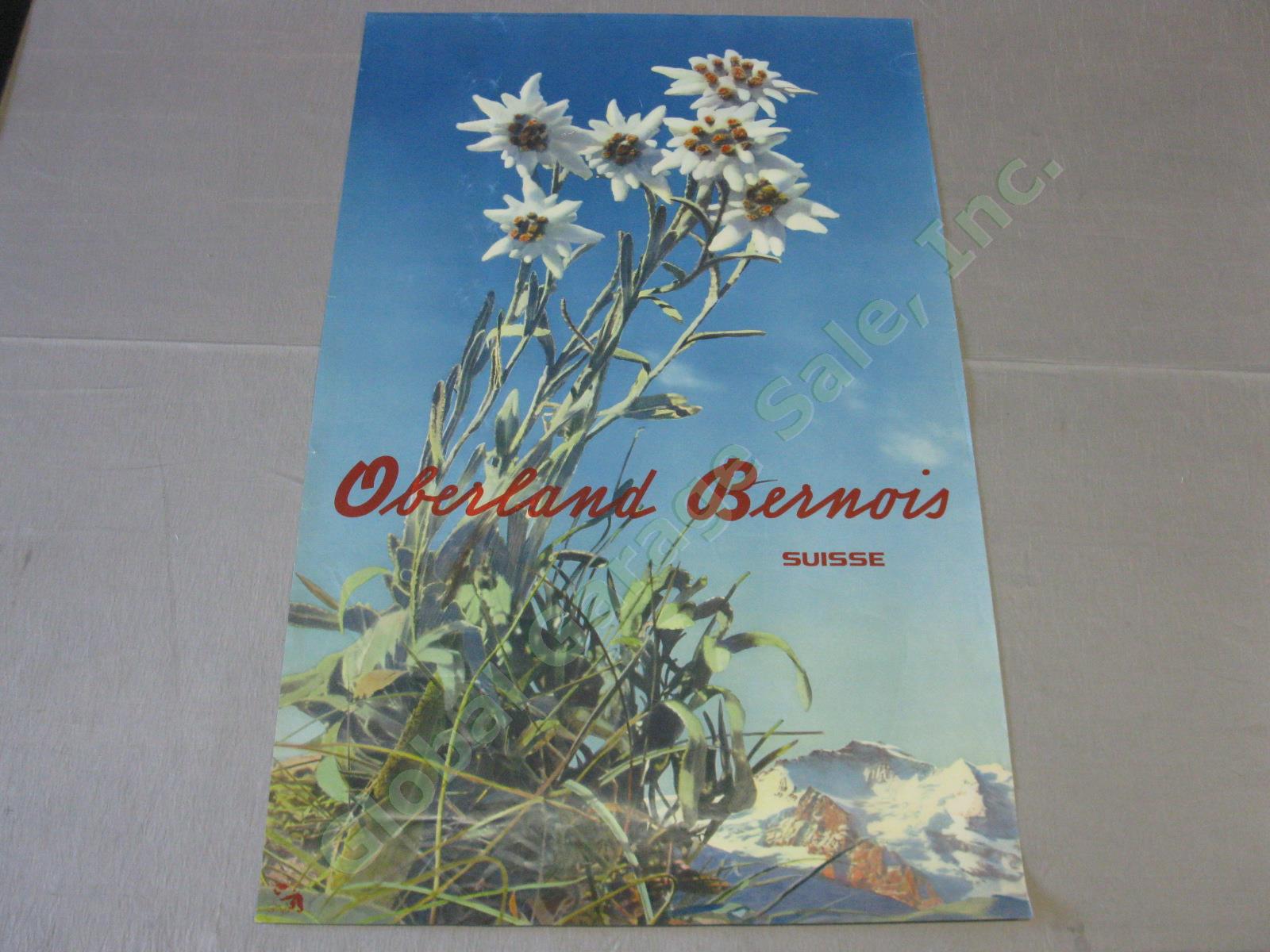 Vtg 1940 Swiss Travel Photo Poster Oberland Bernois Edelweis Steiner Switzerland