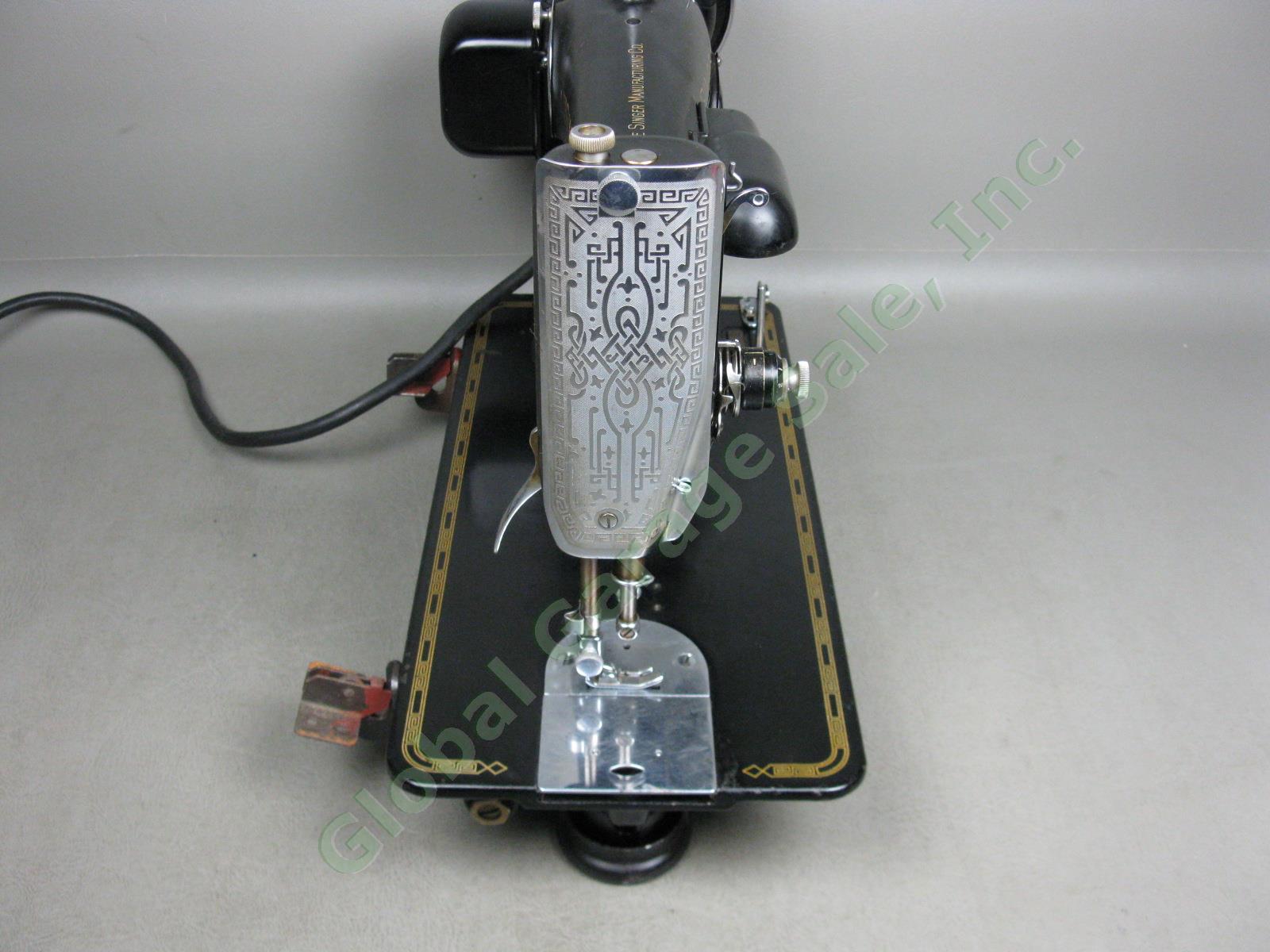 Vtg Antique 1939 Singer Model 201 Electric Sewing Machine +Pedal Serial AF296918 5