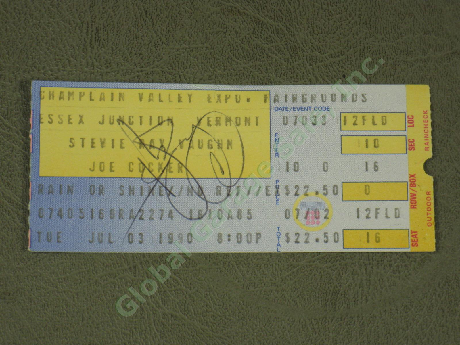 RARE Stevie Ray Vaughan Double Trouble All 4 Signed Paper + Ticket Stub 7/3/1990 5