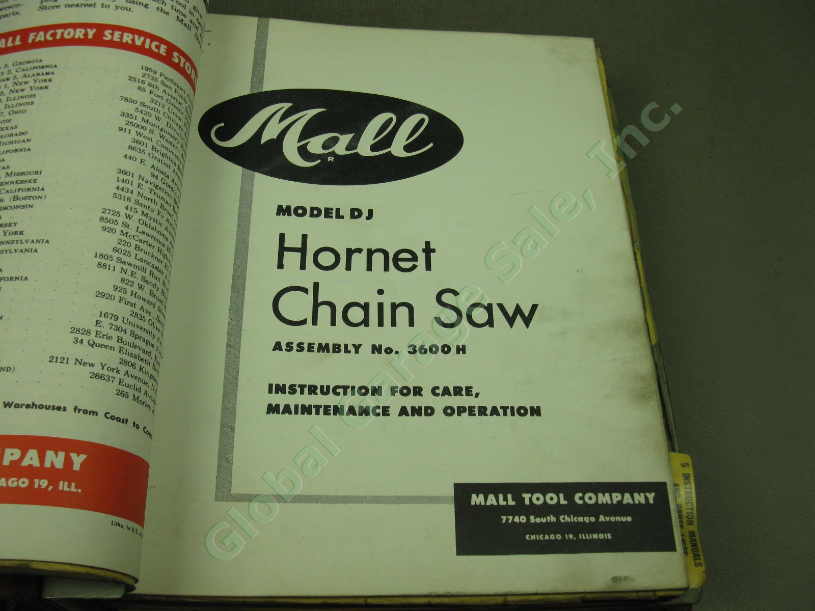 Vtg Mall Tool Co Gas Powered Chainsaw Sales Service Manual Part Price List Lot 3