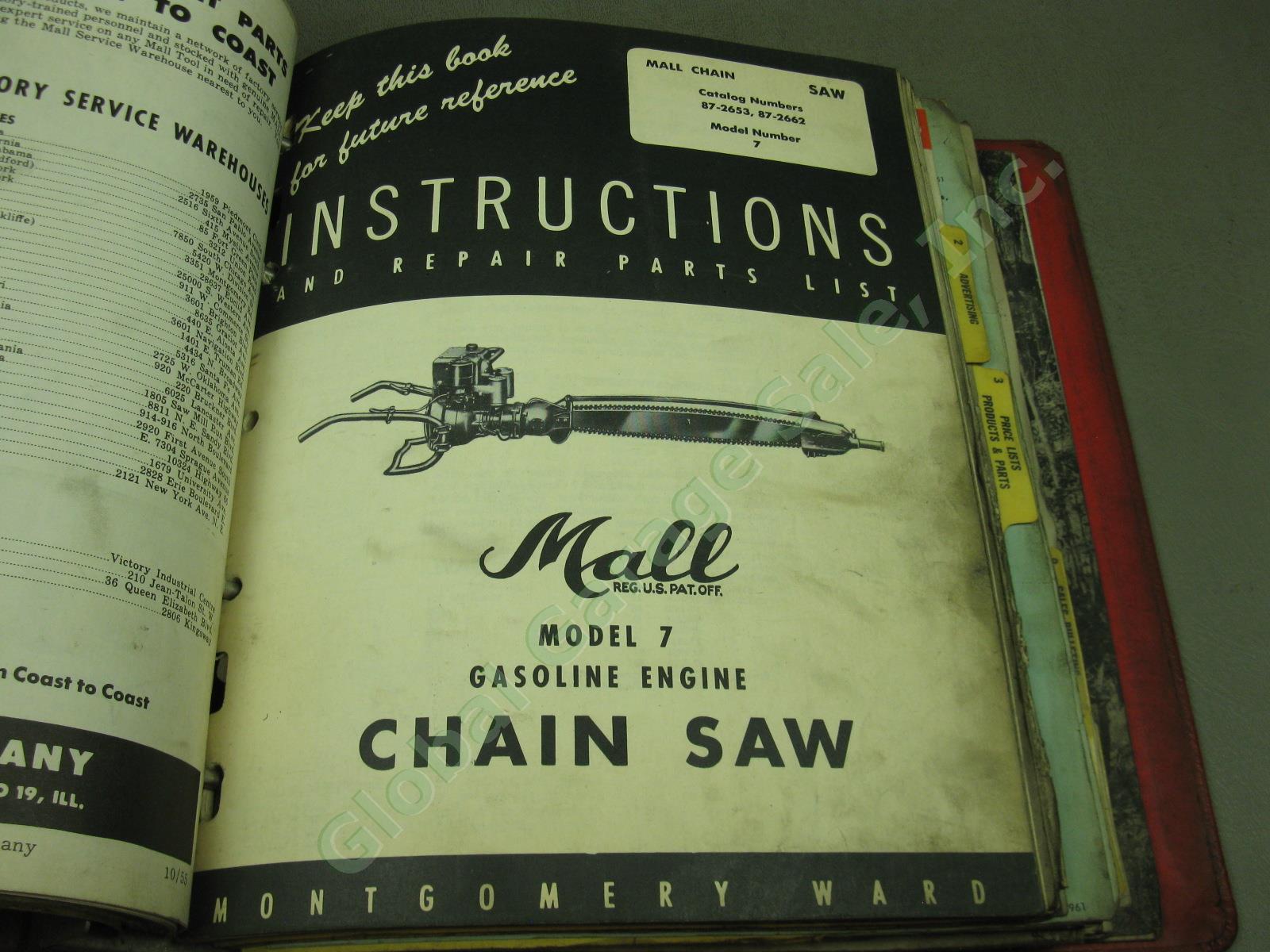 Vtg Mall Tool Co Gas Powered Chainsaw Sales Service Manual Part Price List Lot 4