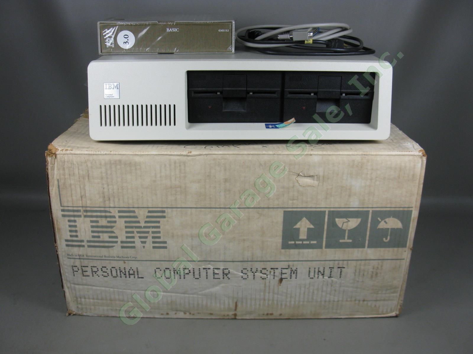 IBM 5150 PC W/ Dual 5.25" Floppy Disk Drives +Box Cables Plus Hardcard 40 BASIC