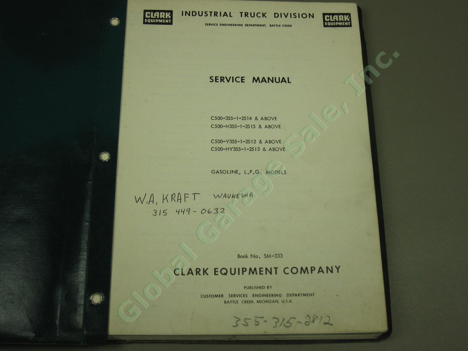 Clark Forklift Industrial Truck Operator Service Parts Manuals Lot C500 EC-60 70 5