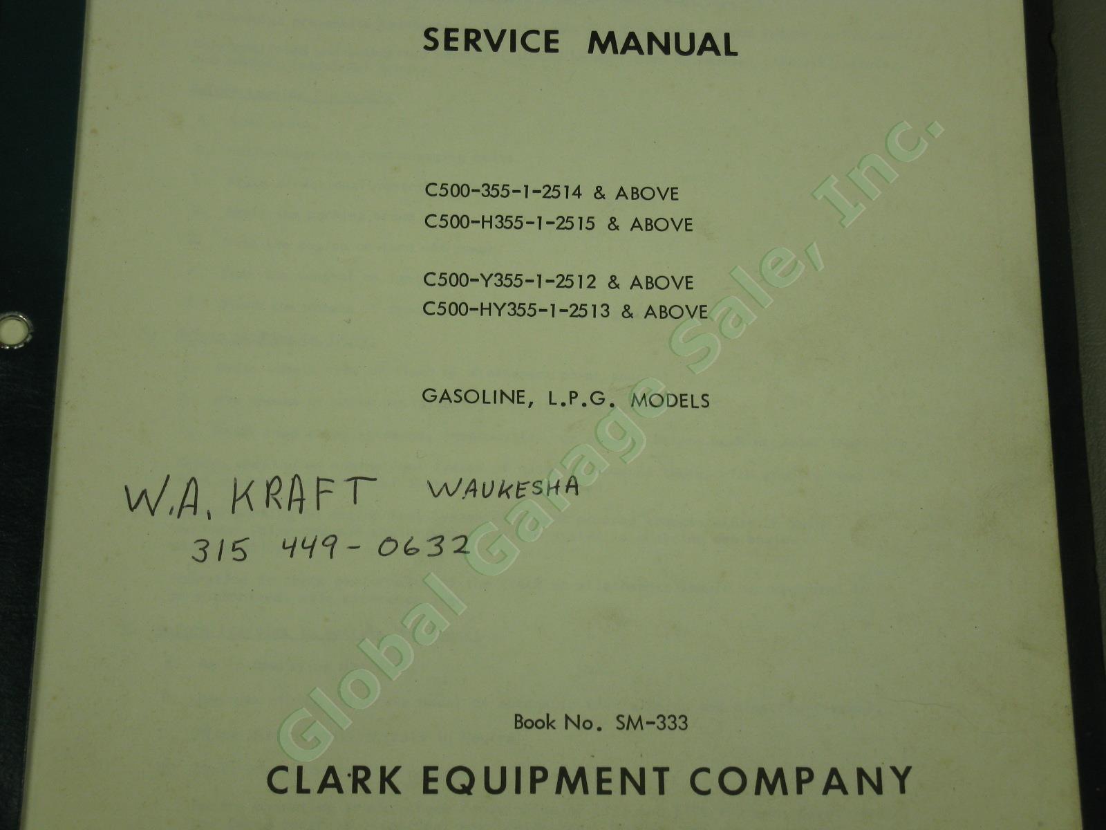 Clark Forklift Industrial Truck Operator Service Parts Manuals Lot C500 EC-60 70 6