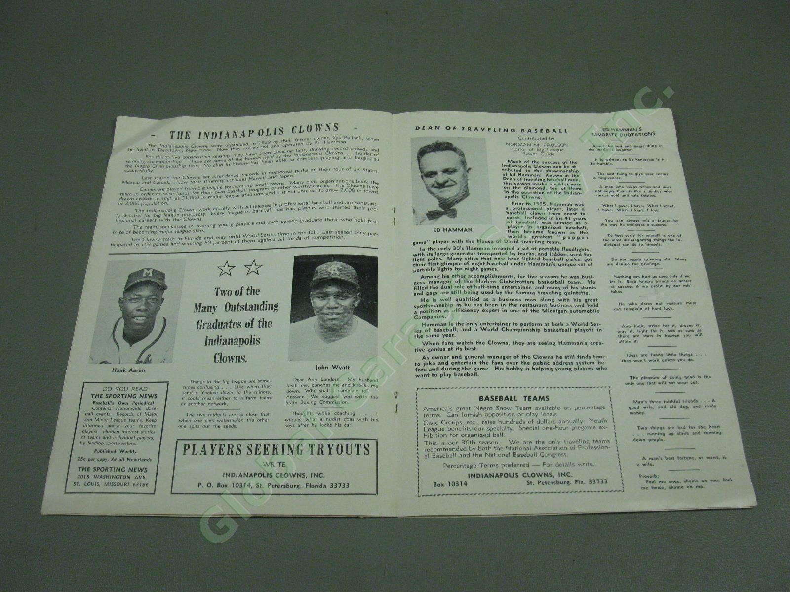 1964 Ed Hamman Indianapolis Clowns Brooklyn Stars Negro League Baseball Program 2