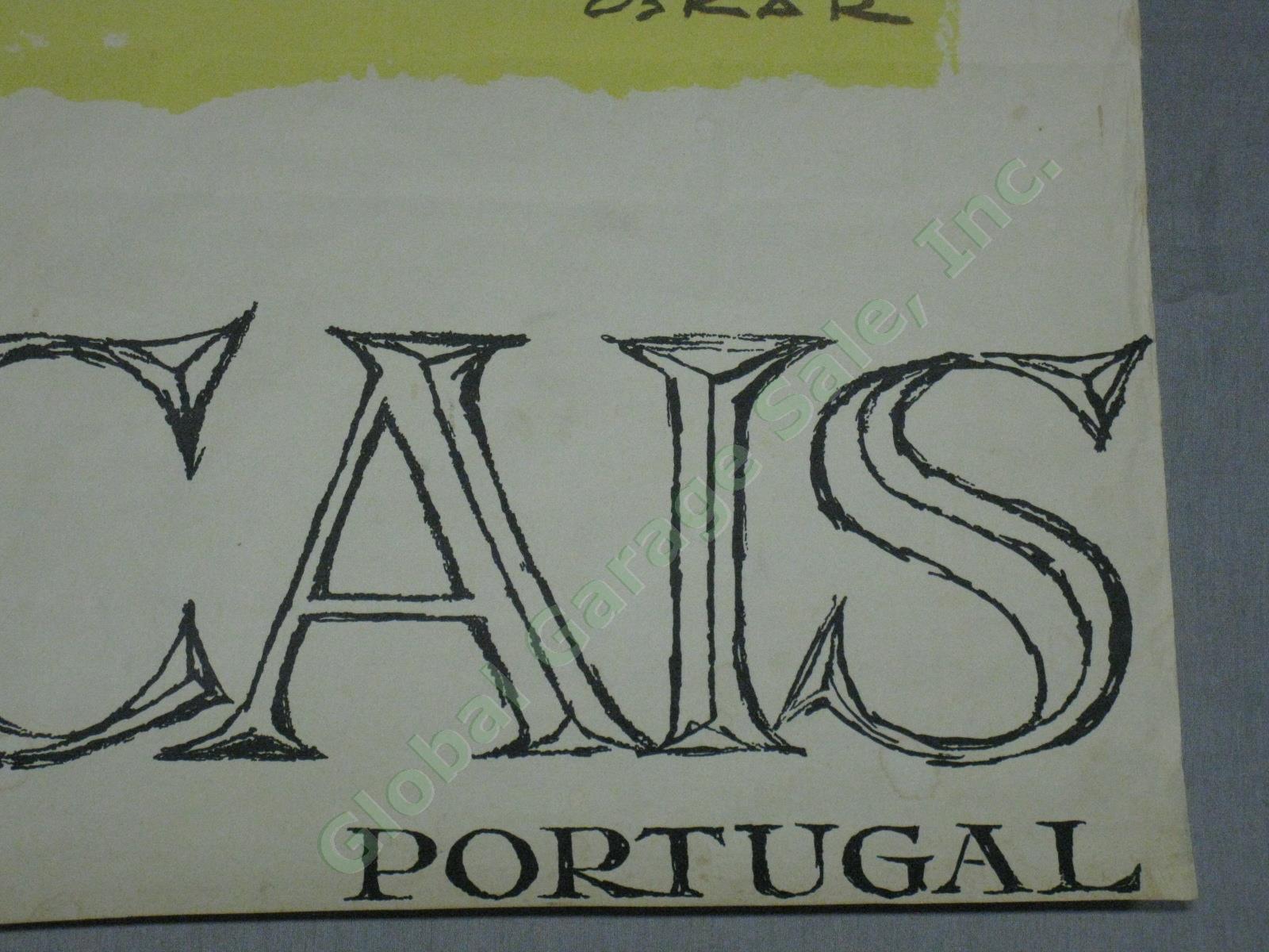Vtg Cascais Portugal Travel Tourism Poster Oskar Pinto Lobo 1950s 1960s No Res! 4