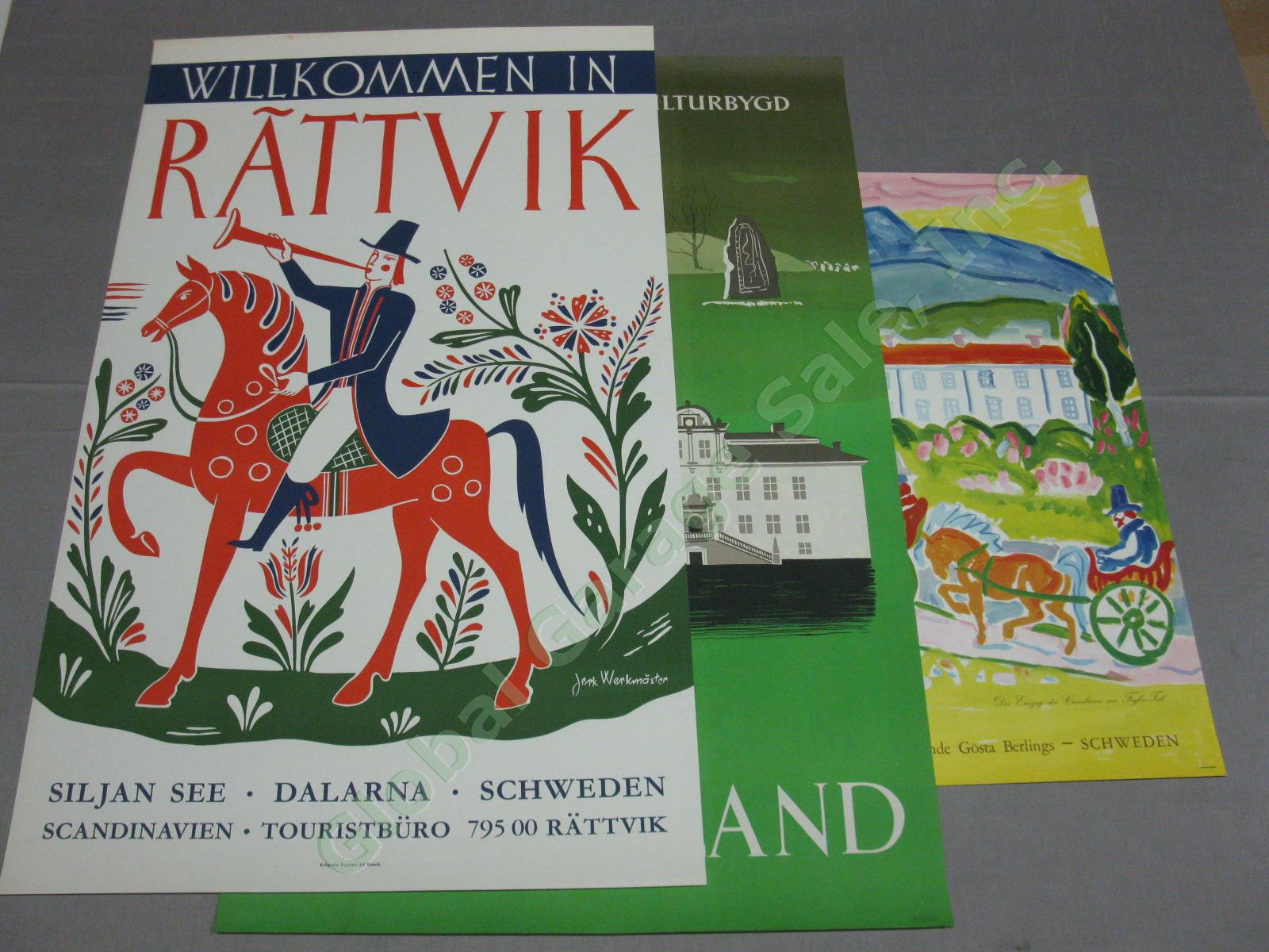 3 Vtg Swedish Sweden Travel Posters Rattvik Jerk Werkmester Vastmanland 1940s+
