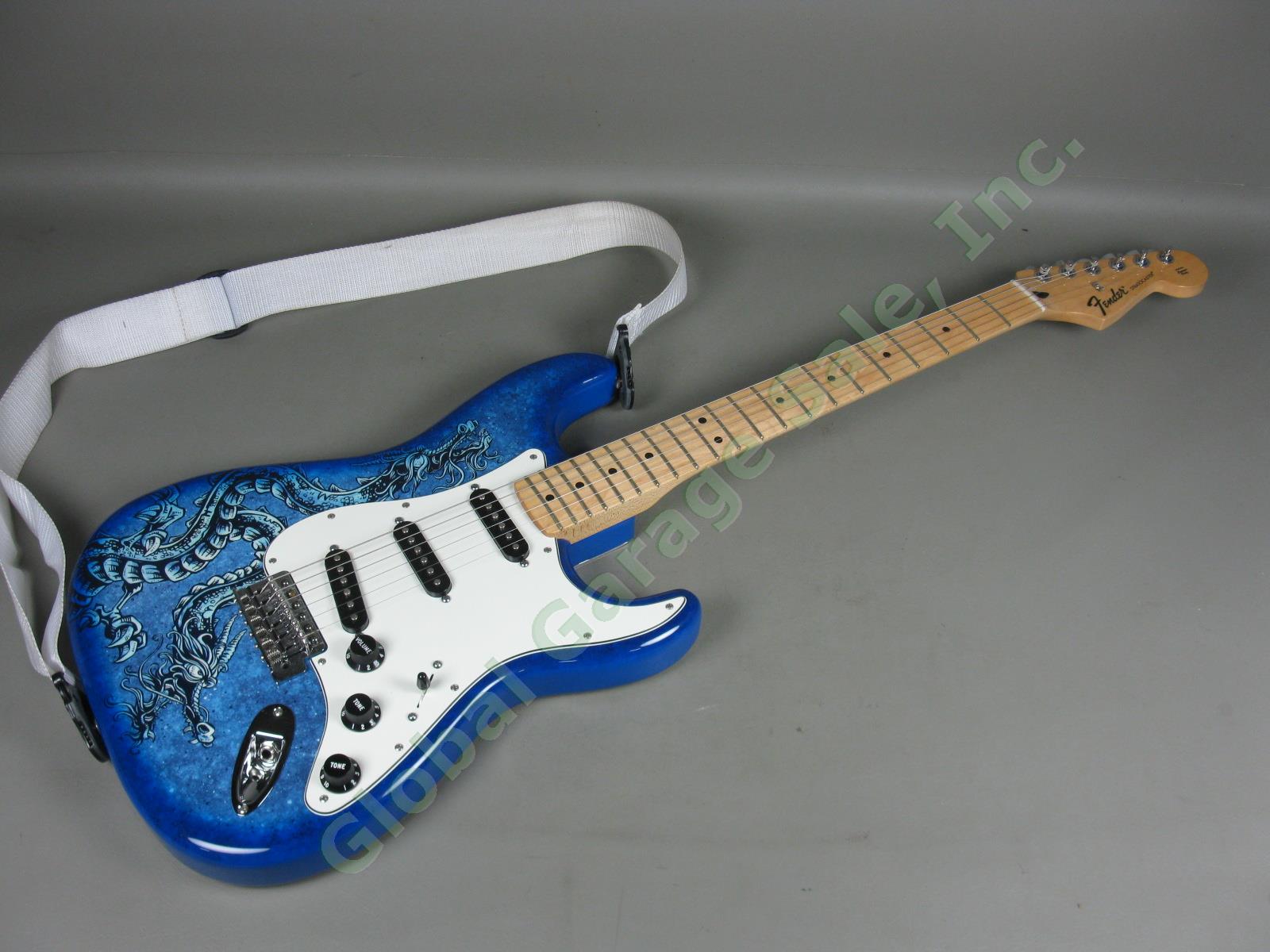 MINT! 2015 Fender David Lozeau Blue Dragon Stratocaster Electric Guitar w/Case 1