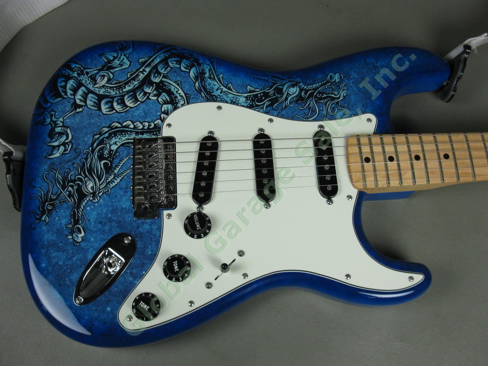MINT! 2015 Fender David Lozeau Blue Dragon Stratocaster Electric Guitar w/Case 2