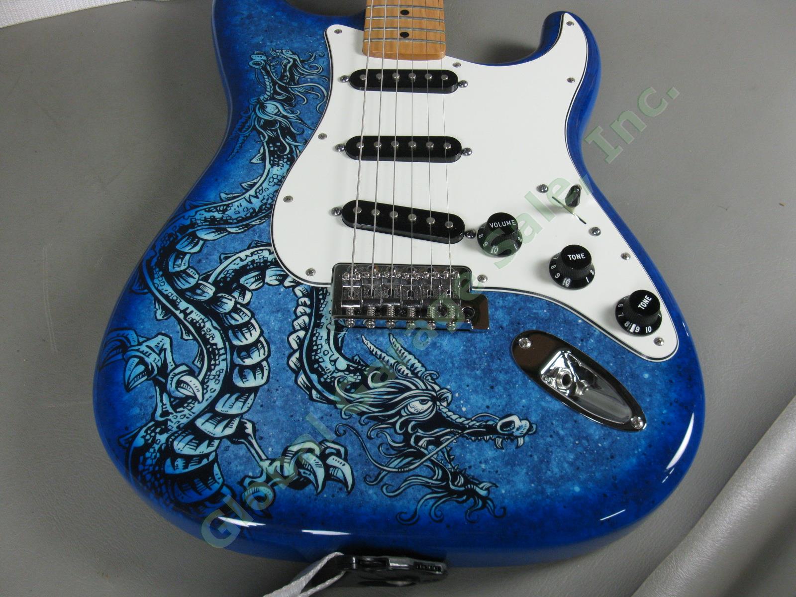 MINT! 2015 Fender David Lozeau Blue Dragon Stratocaster Electric Guitar w/Case 3