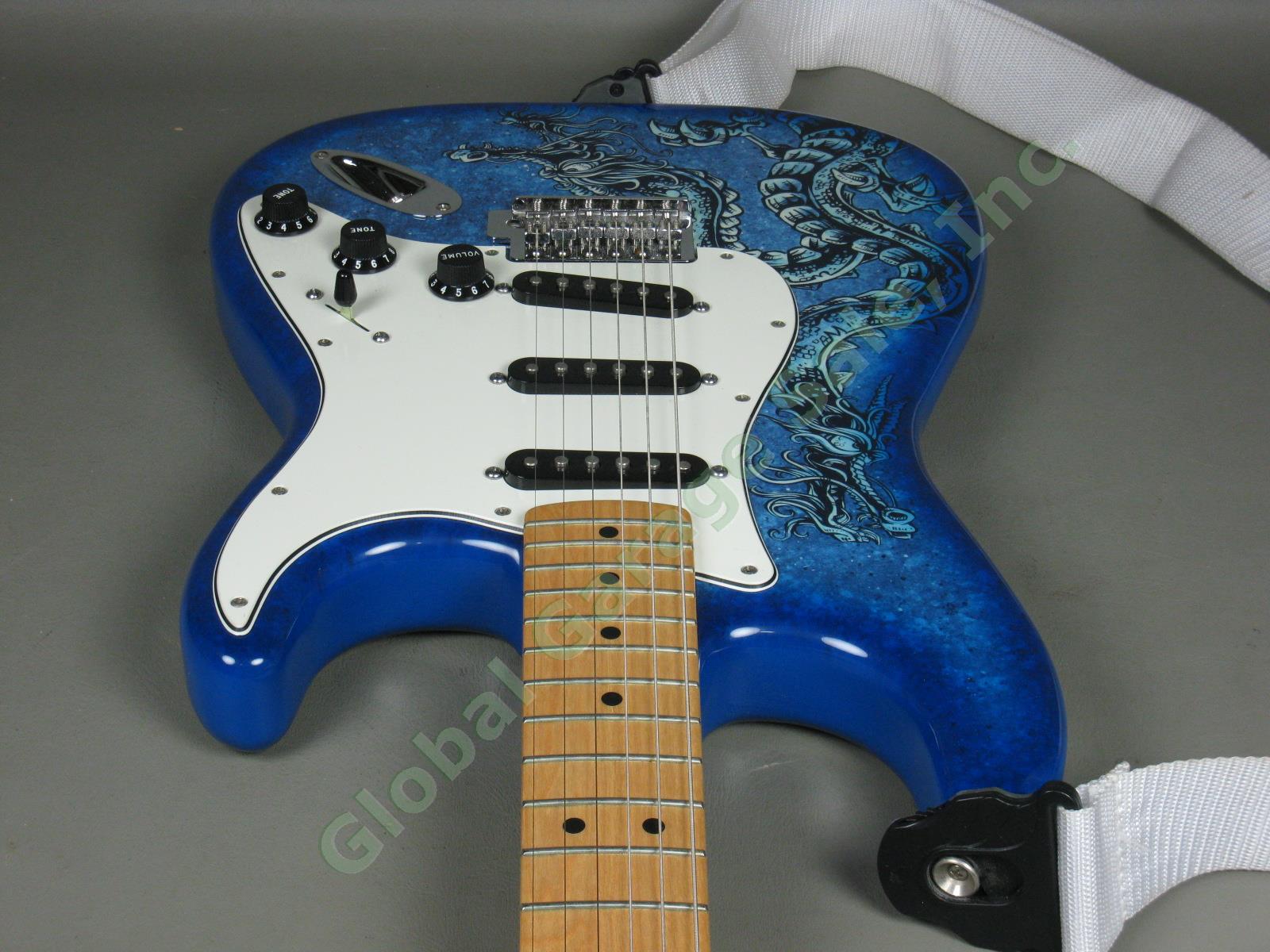 MINT! 2015 Fender David Lozeau Blue Dragon Stratocaster Electric Guitar w/Case 7