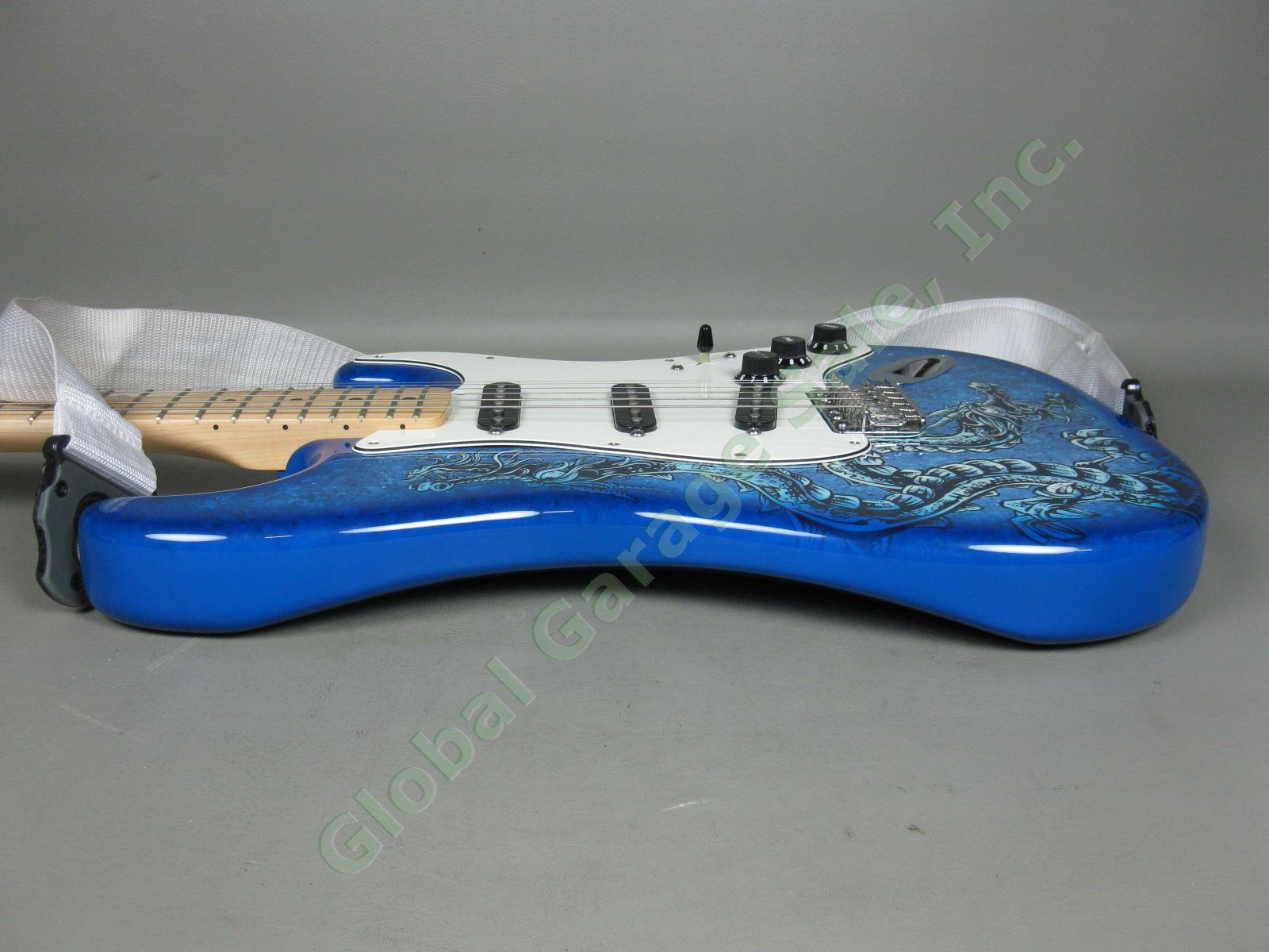 MINT! 2015 Fender David Lozeau Blue Dragon Stratocaster Electric Guitar w/Case 8
