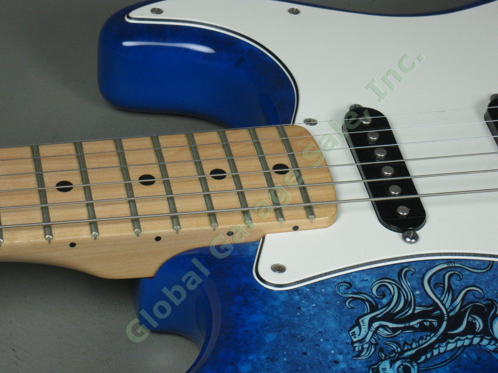 MINT! 2015 Fender David Lozeau Blue Dragon Stratocaster Electric Guitar w/Case 9