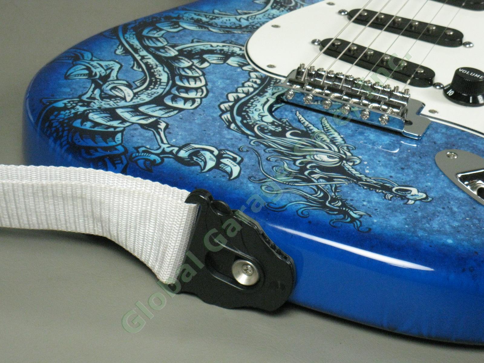 MINT! 2015 Fender David Lozeau Blue Dragon Stratocaster Electric Guitar w/Case 21
