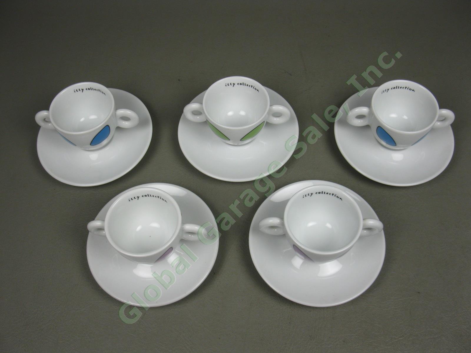 5 Illy Collection David Byrne Alien Espresso Coffee Cups + Saucers Set Lot 2001 1