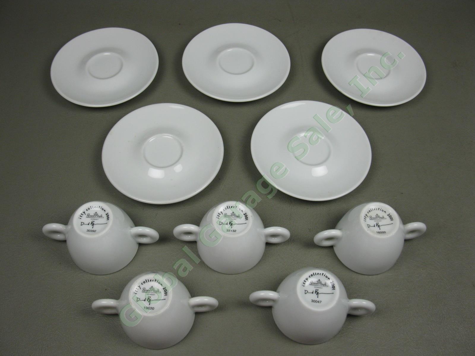 5 Illy Collection David Byrne Alien Espresso Coffee Cups + Saucers Set Lot 2001 2