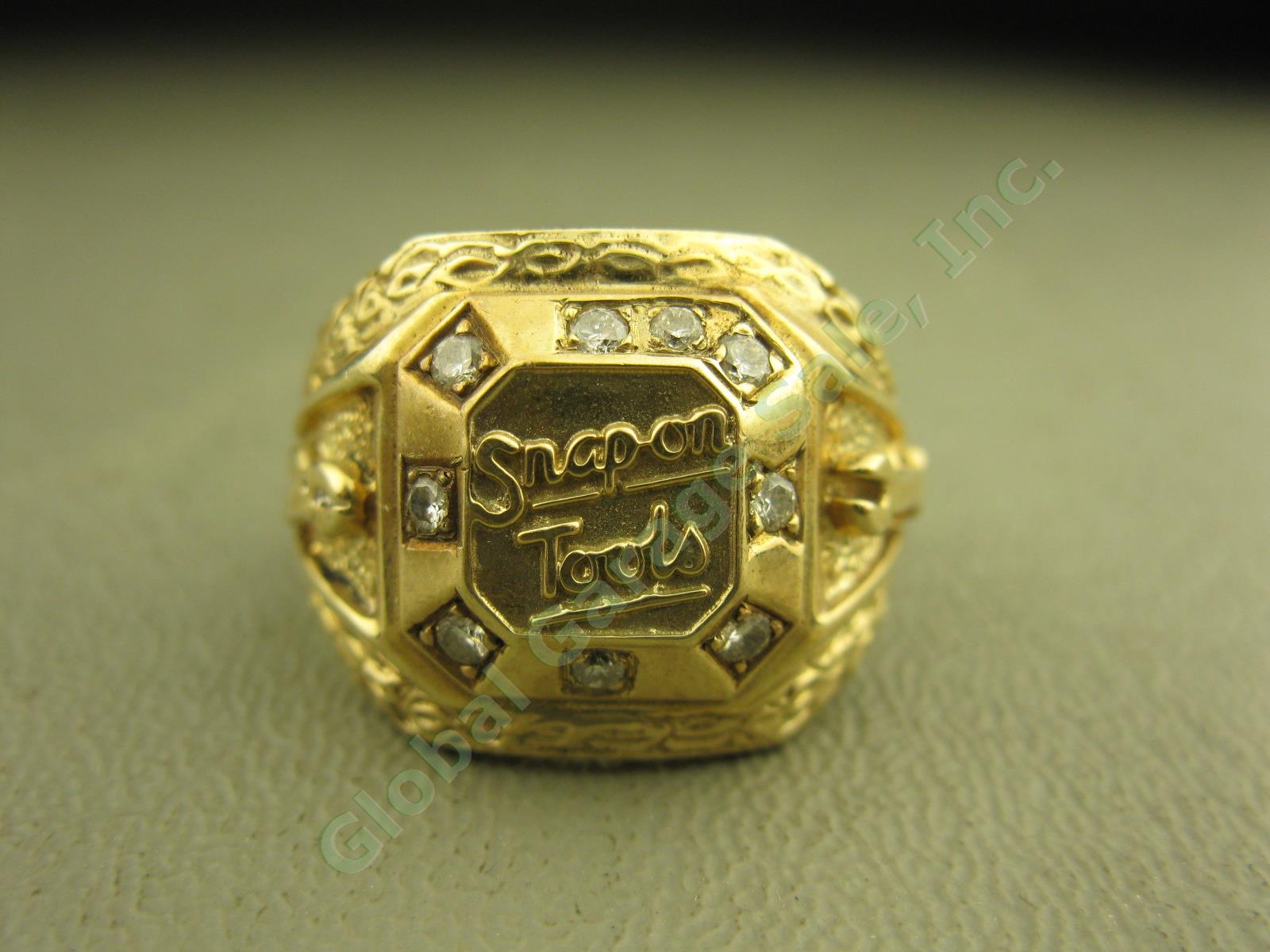 Snap-On Tools Dealer Sales Award 10K Gold Ring W/9 Diamonds 13.8 Gram Size 10.75