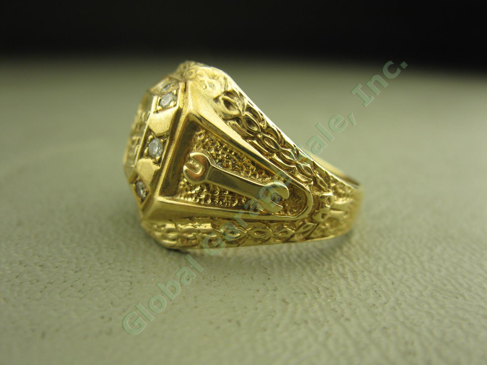 Snap-On Tools Dealer Sales Award 10K Gold Ring W/9 Diamonds 13.8 Gram Size 10.75 2