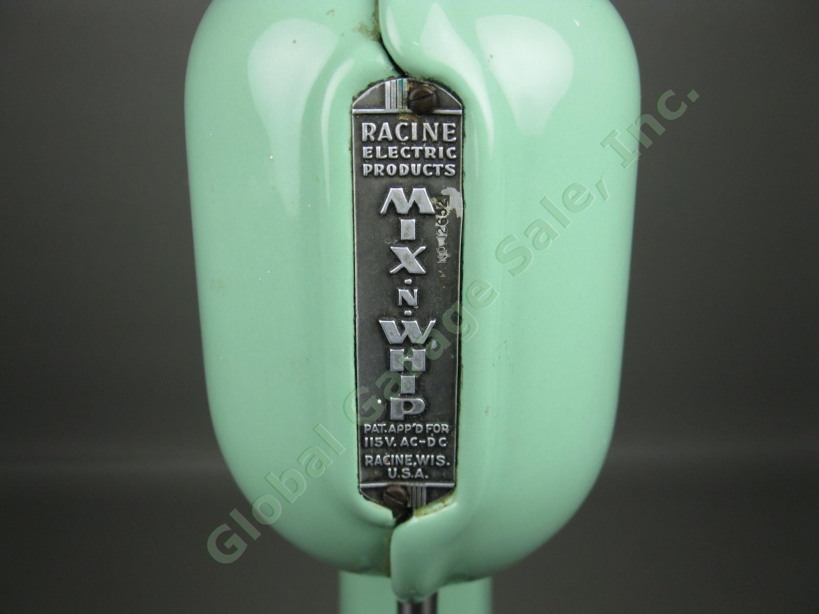 Vtg Racine Mix N Whip Green Porcelain Malt Milkshake Maker Mixer Machine Blender 2