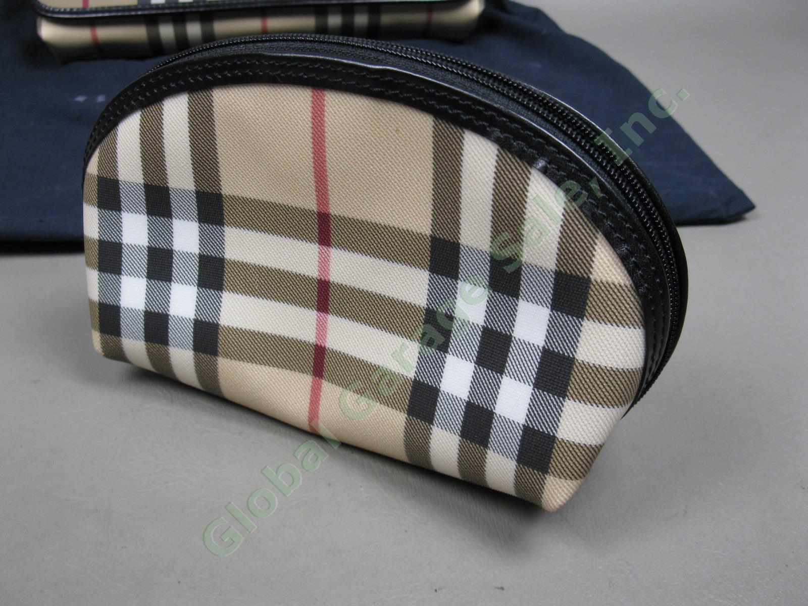 Burberry Lot PVC Coat Canvas Purse Makeup Pouch Bag + Belt Horseferry Nova Check 4