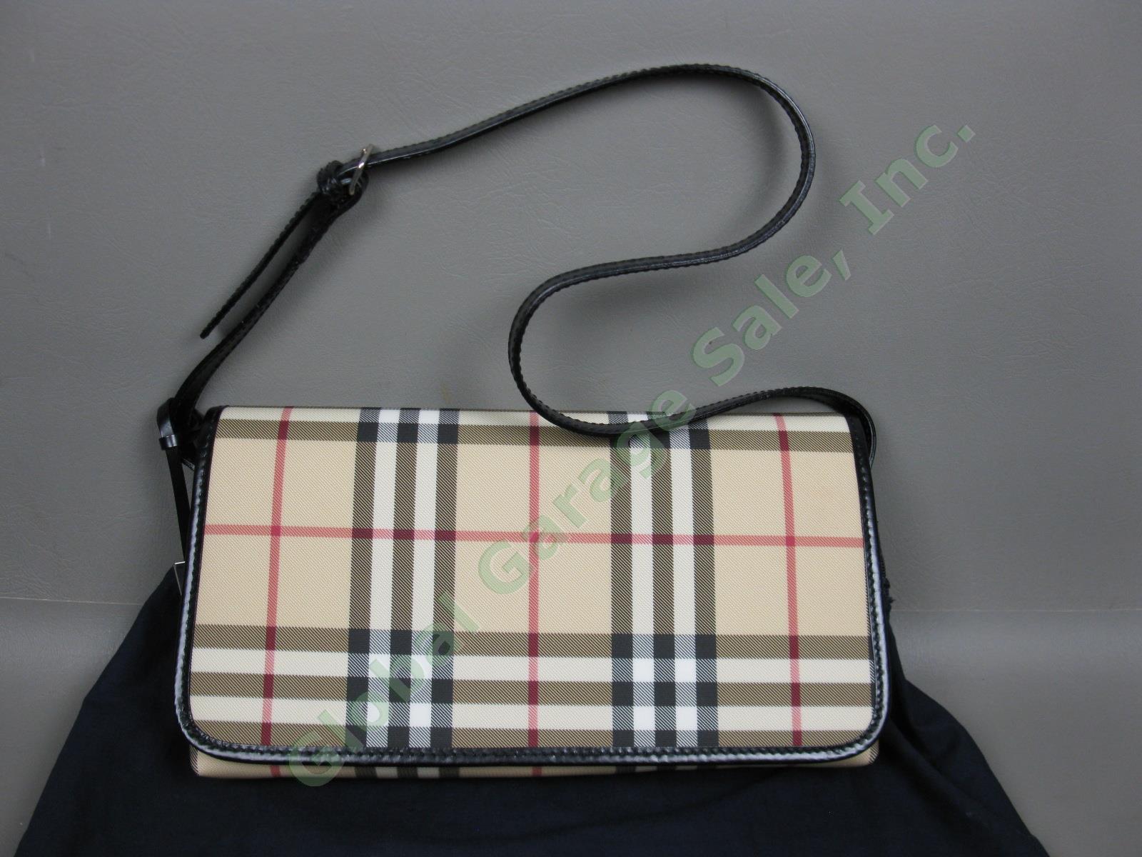 Burberry Lot PVC Coat Canvas Purse Makeup Pouch Bag + Belt Horseferry Nova Check 8