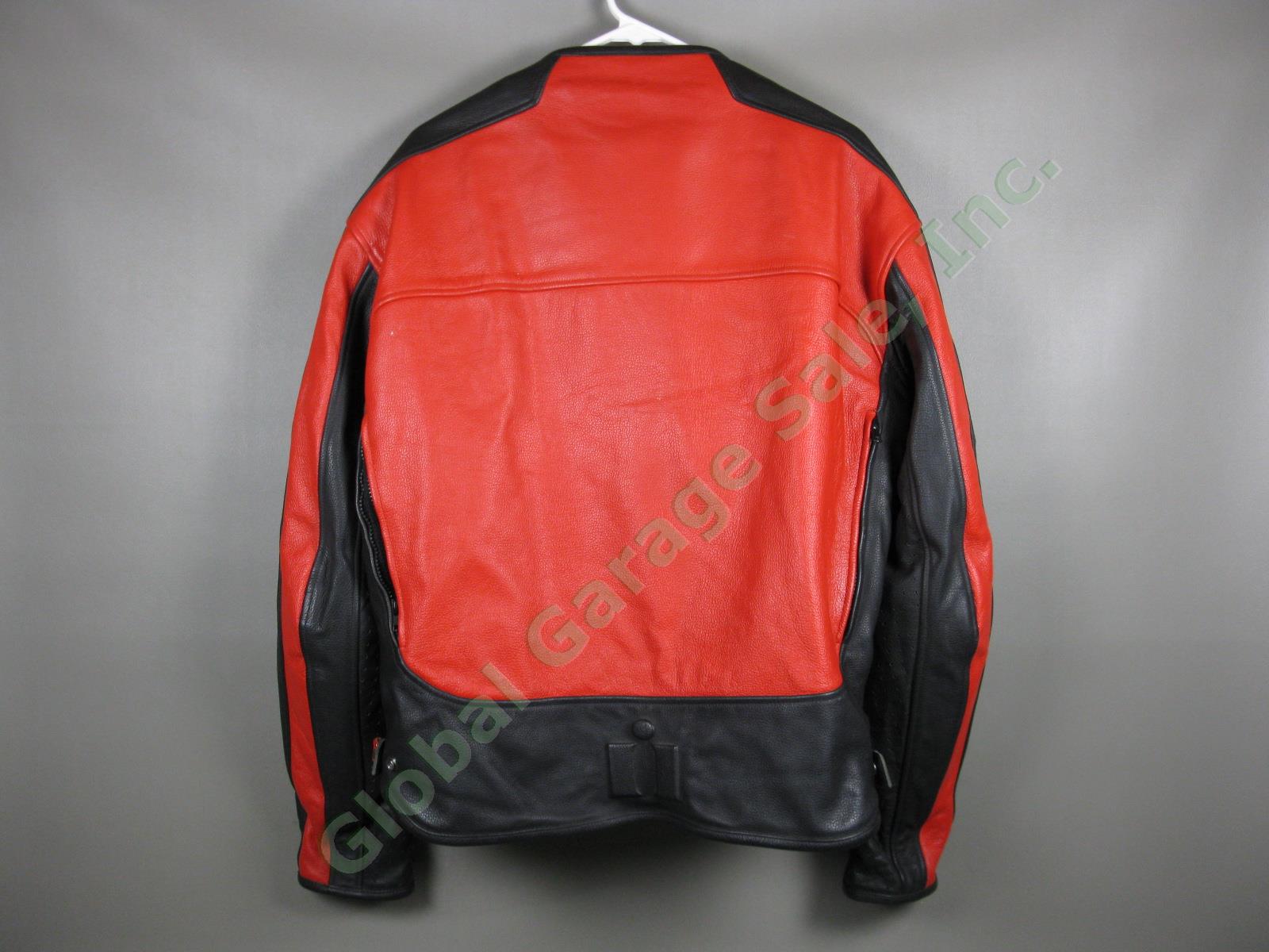 Mens Icon Motorhead Red/Black Leather Motorcycle Jacket +Armor Pad Liner L 44-46 2