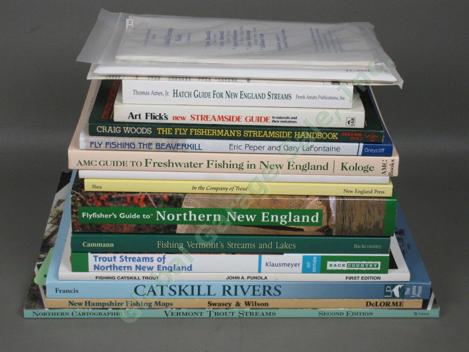 14 New England NY VT Catskill Stream Guide Maps Fishing Book Lot Trout Fly Hatch