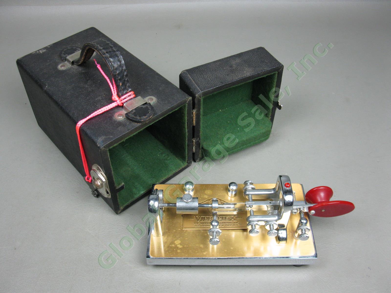 Vibroplex Super Deluxe Presentation Telegraph Key Morse Code Bug +Case 388604 NR