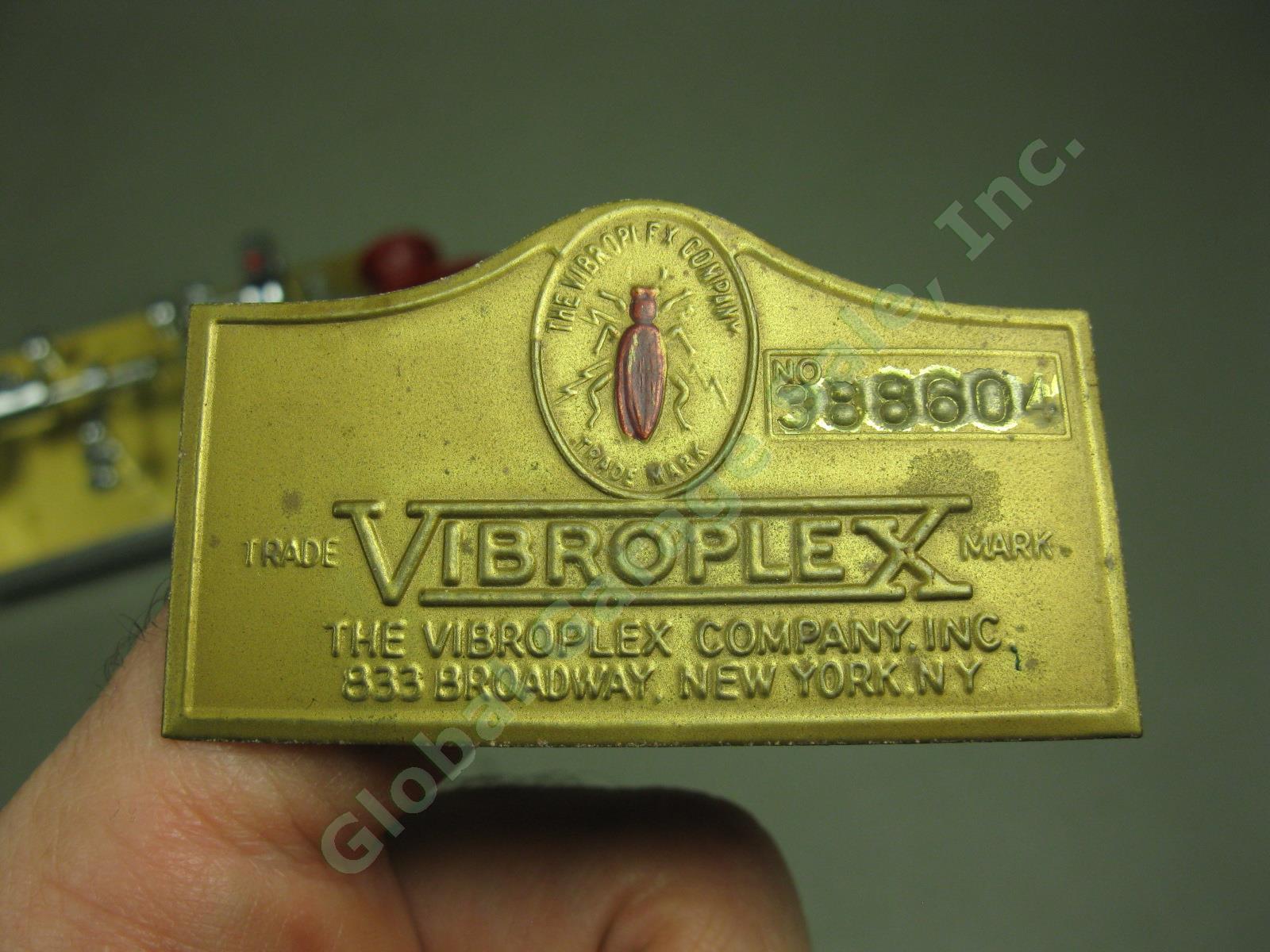 Vibroplex Super Deluxe Presentation Telegraph Key Morse Code Bug +Case 388604 NR 6