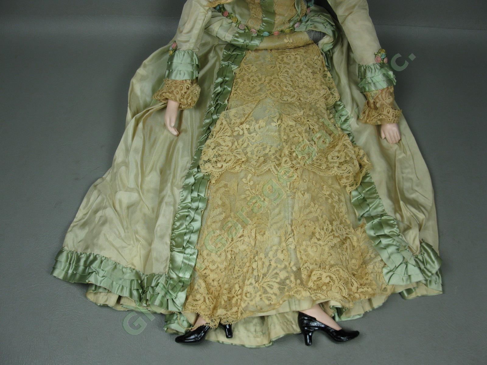 Vtg Antique Circa 1920s Boudoir Bed Doll 30" Inch Redhead Original Lace Dress NR 2