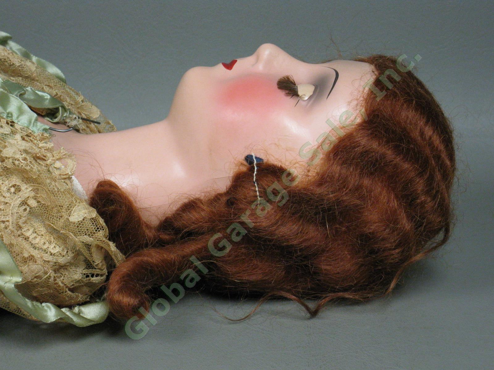 Vtg Antique Circa 1920s Boudoir Bed Doll 30" Inch Redhead Original Lace Dress NR 5