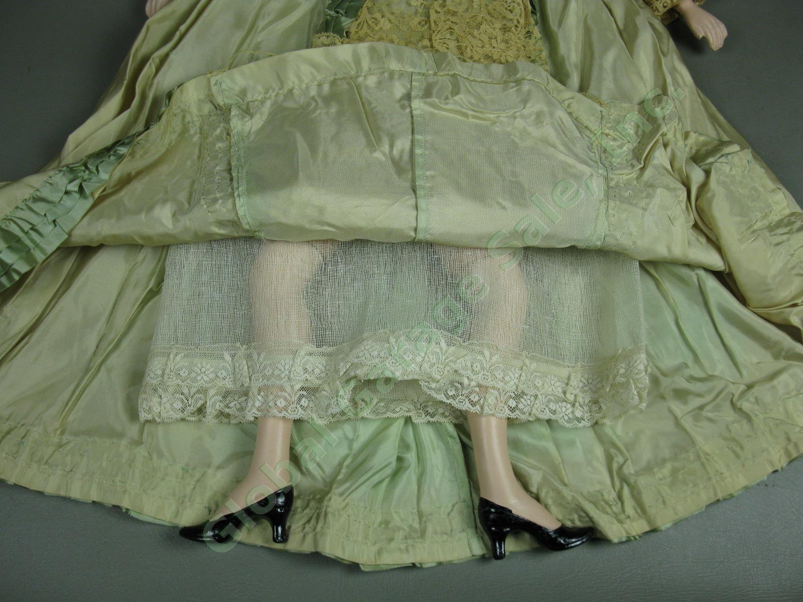 Vtg Antique Circa 1920s Boudoir Bed Doll 30" Inch Redhead Original Lace Dress NR 9